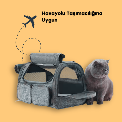 Mereng - 4 Pencereli Oxford Kedi Taşıma Çantası
