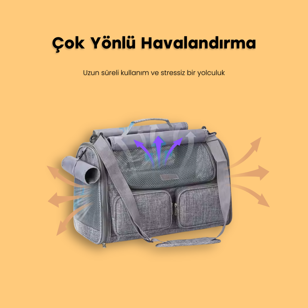 Mereng - 4 Pencereli Oxford Kedi Taşıma Çantası