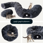 Simit Peluş Kedi Tüneli - Peluş Kedi Yatağı
