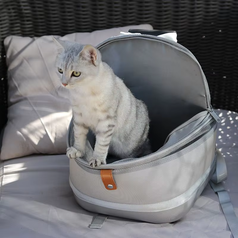Krema - Fileli Kedi Taşıma Çantası