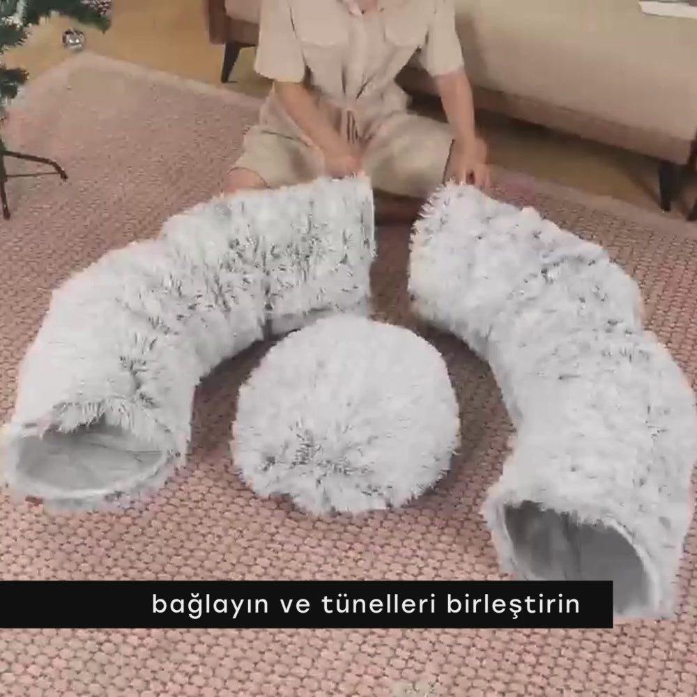 Simit Peluş Kedi Tüneli - Peluş Kedi Yatağı
